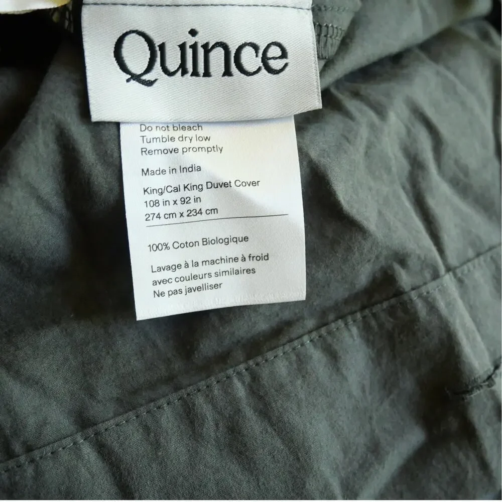 Quince King Organic Brushed Cotton Duvet Cover Nightfall Gray Calif King NEW